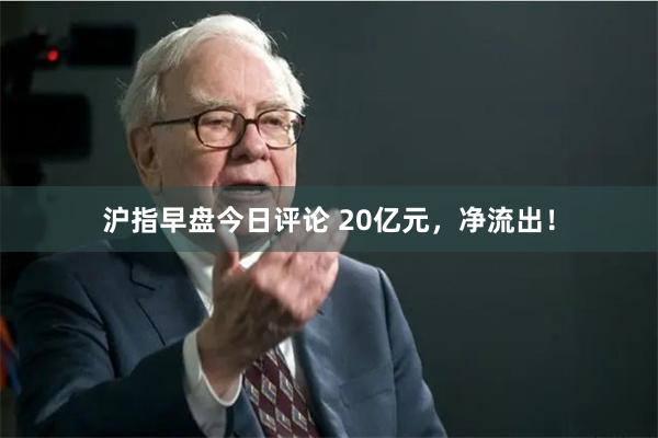 沪指早盘今日评论 20亿元，净流出！