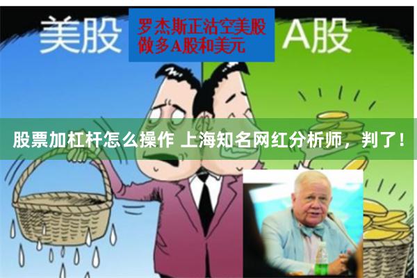股票加杠杆怎么操作 上海知名网红分析师，判了！