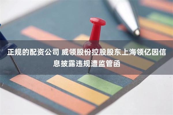 正规的配资公司 威领股份控股股东上海领亿因信息披露违规遭监管函